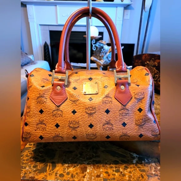 MCM Cognac Visetos Satchel Bag - Picture 1 of 9